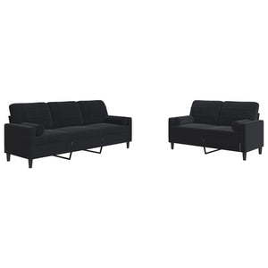 vidaXL 2-Piece Sofa Set with Cushions and Bolsters Black Velvet