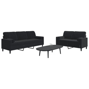 vidaXL 2-Piece Sofa Set with Cushions and Bolsters Black Velvet