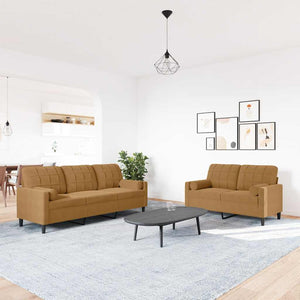 vidaXL 2-Piece Sofa Set with Cushions and Bolster Pillows Brown Velvet