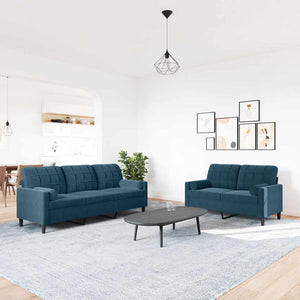 vidaXL 2-Piece Sofa Set with Cushions and Bolsters Blue Velvet