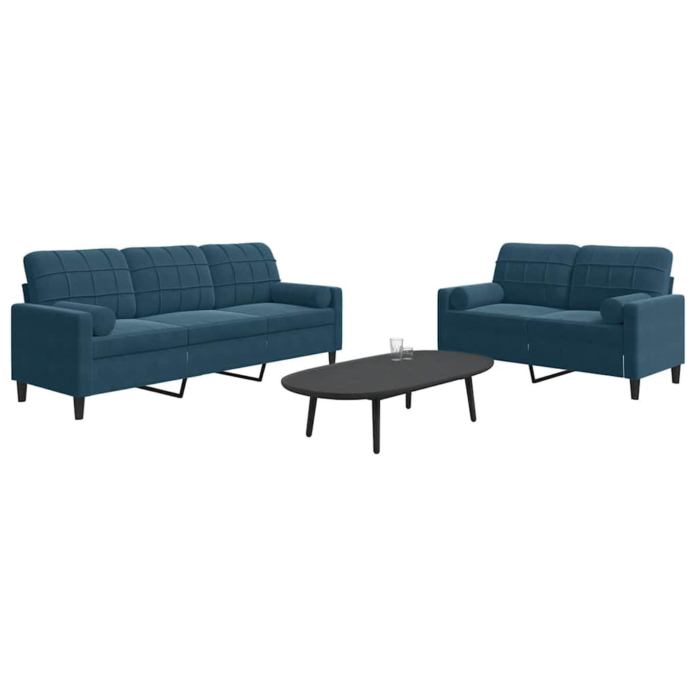 vidaXL 2-Piece Sofa Set with Cushions and Bolsters Blue Velvet