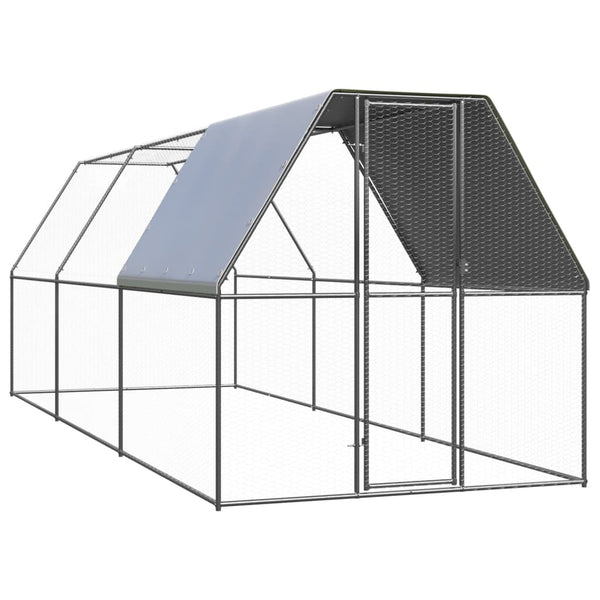 vidaXL Chicken Coop 2x6x2 m Galvanized Steel