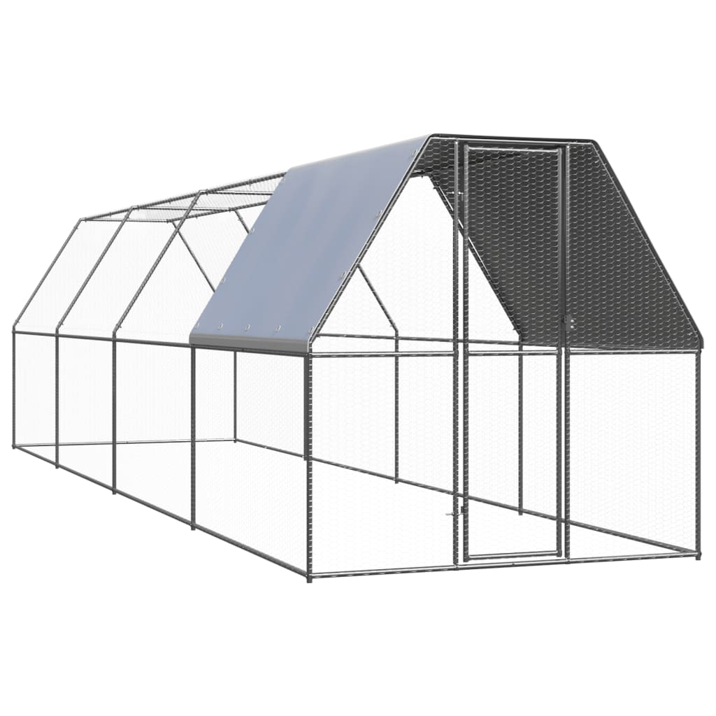 vidaXL Chicken Coop 2x8x2 m Galvanized Steel