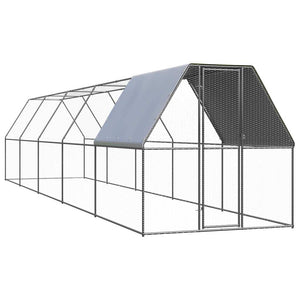 vidaXL Chicken Coop 2x10x2 m Galvanized Steel