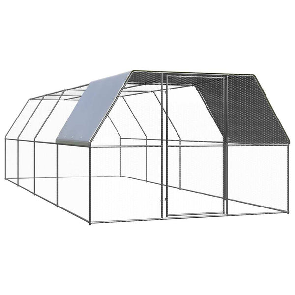 vidaXL Chicken Coop 3x8x2 m Galvanized Steel