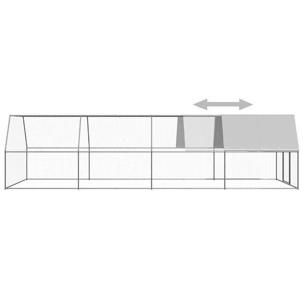 vidaXL Chicken Coop 3x8x2 m Galvanized Steel
