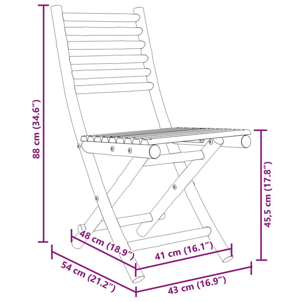 vidaXL Garden Chairs 8 pcs. Foldable 43x54x88 cm Bamboo