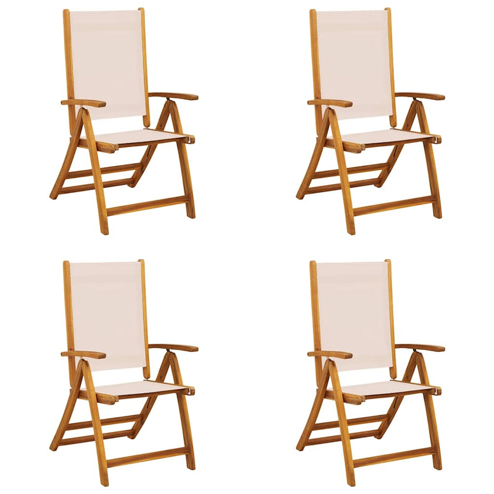 vidaXL Garden Chairs 4 pcs. Foldable Solid Acacia Wood and Textilene