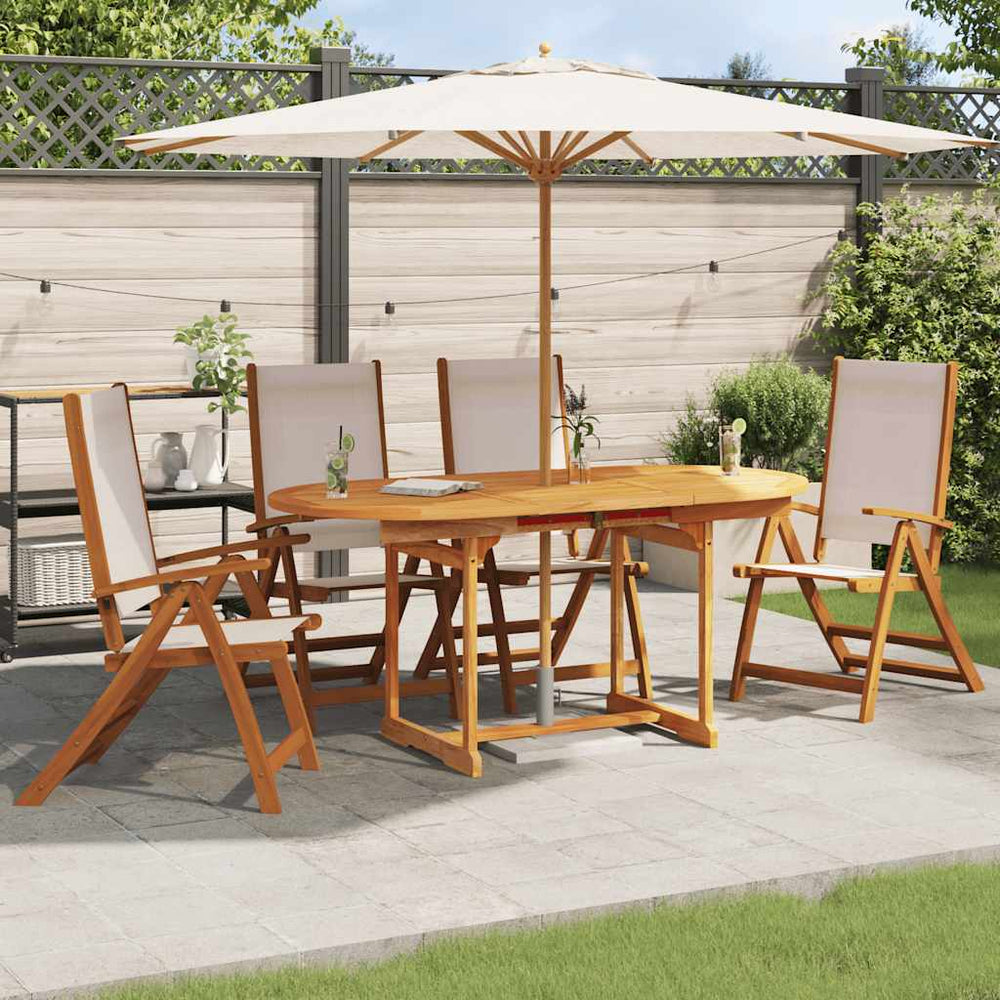 vidaXL Garden Chairs 4 pcs. Foldable Solid Acacia Wood and Textilene