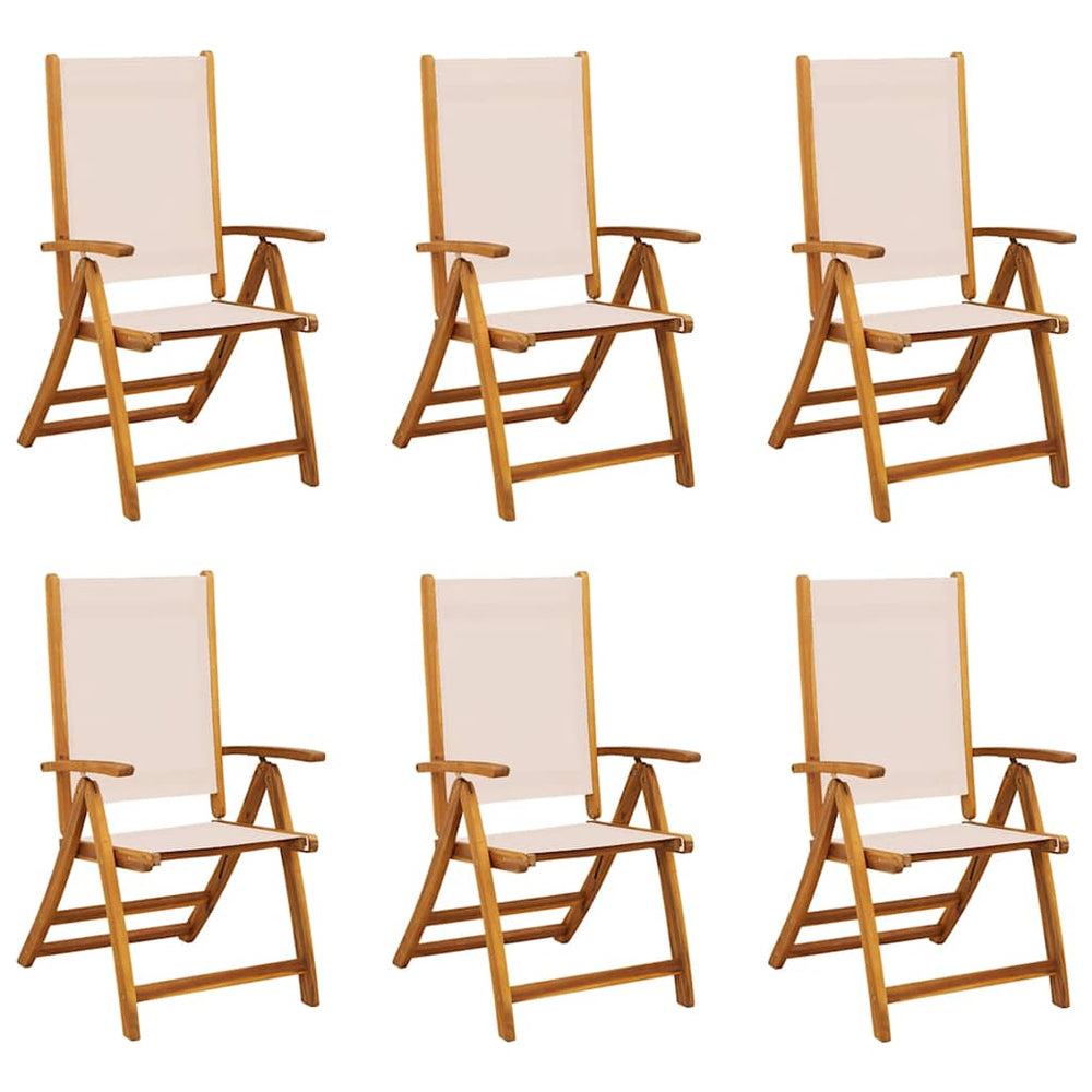 vidaXL Garden Chairs 6 pcs. Foldable Solid Acacia Wood and Textilene