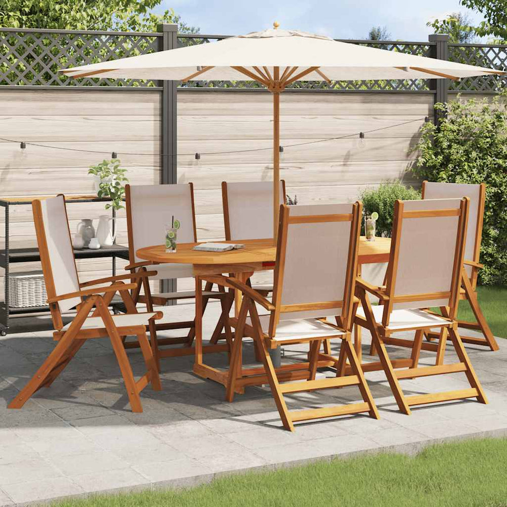 vidaXL Garden Chairs 6 pcs. Foldable Solid Acacia Wood and Textilene