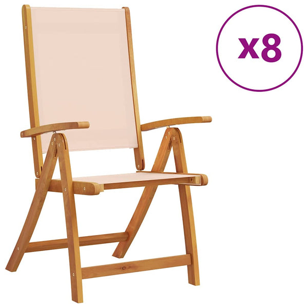 vidaXL Garden Chairs 8 pcs. Foldable Solid Acacia Wood and Textilene