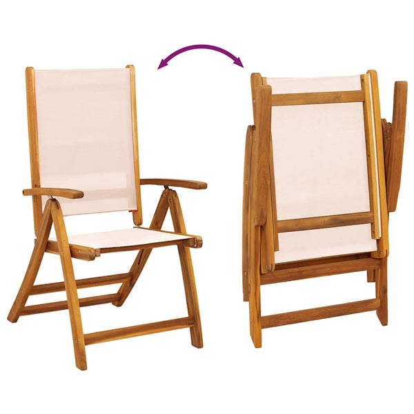 vidaXL Garden Chairs 8 pcs. Foldable Solid Acacia Wood and Textilene