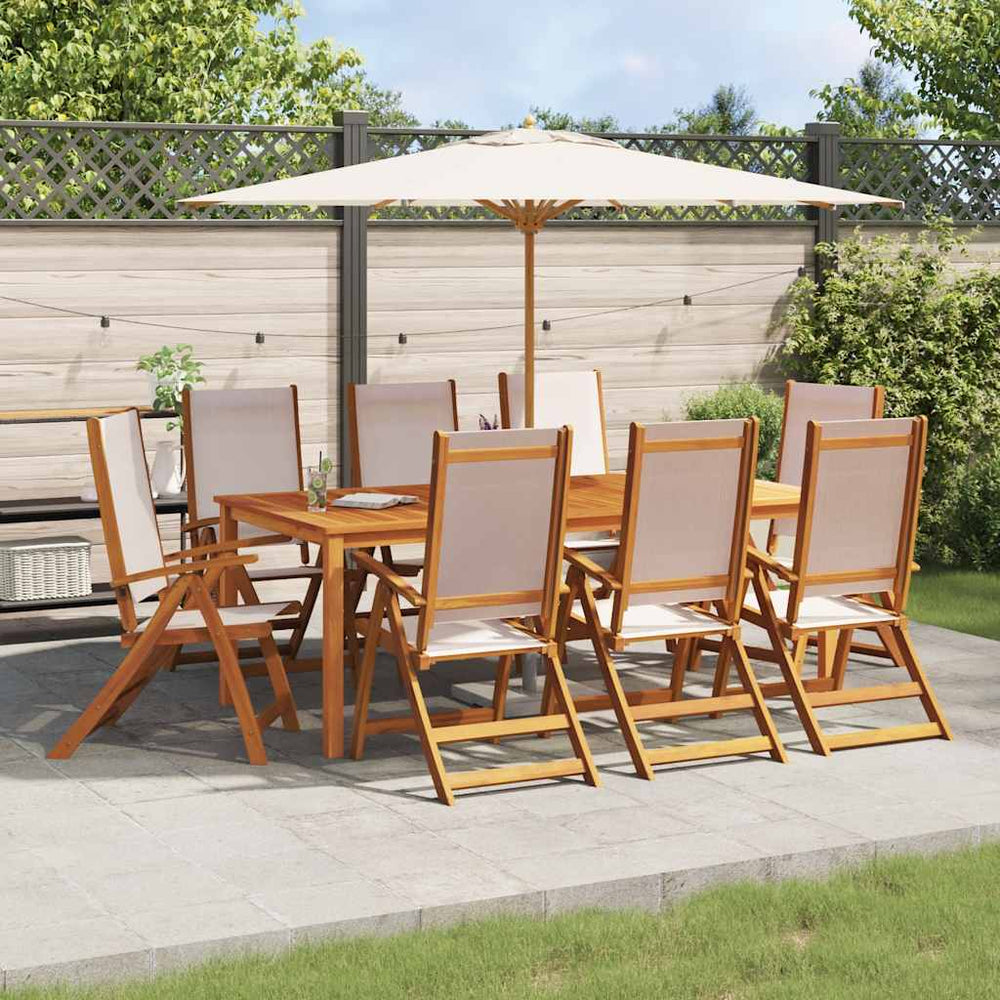 vidaXL Garden Chairs 8 pcs. Foldable Solid Acacia Wood and Textilene