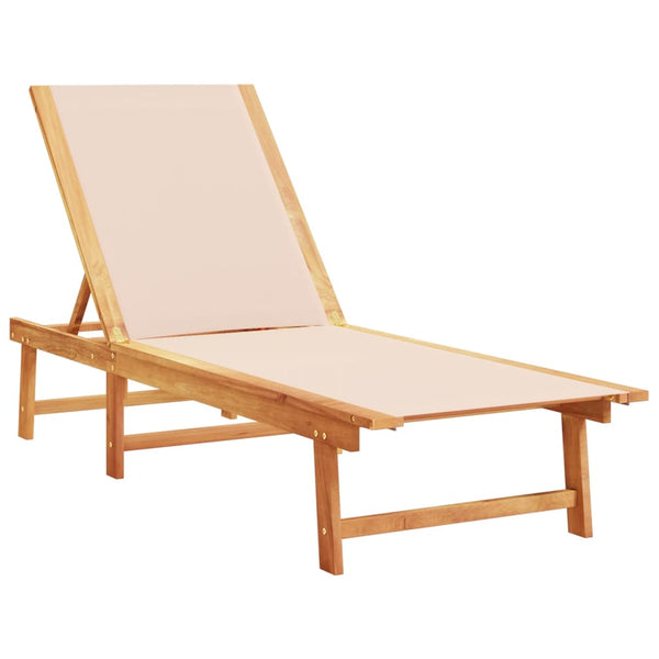 vidaXL Sun Loungers 2 pcs. with Table Cream Solid Acacia Wood Textilene