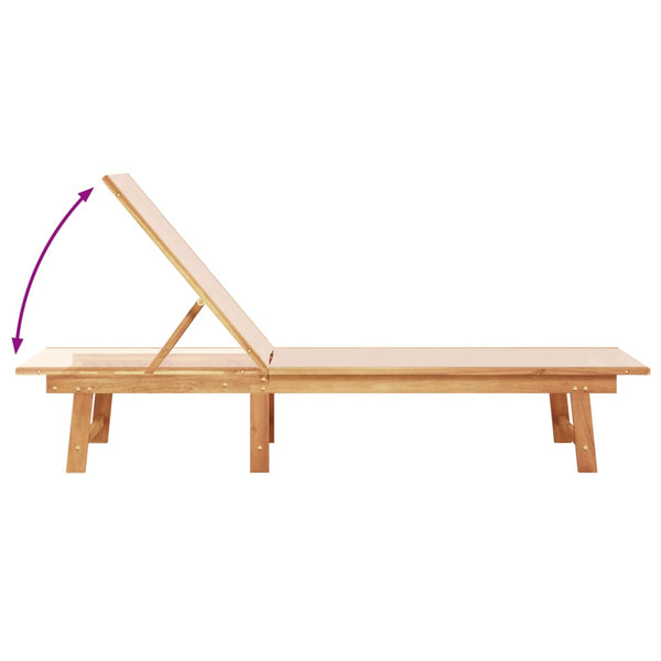 vidaXL Sun Loungers 2 pcs. with Table Cream Solid Acacia Wood Textilene