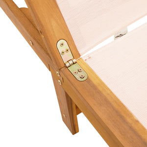 vidaXL Sun Loungers 2 pcs. with Table Cream Solid Acacia Wood Textilene