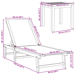 vidaXL Sun Loungers 2 pcs. with Table Cream Solid Acacia Wood Textilene