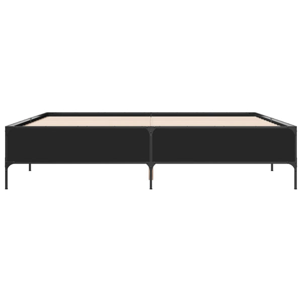 vidaXL Bed Frame Black 180x200 cm Engineered Wood and Metal
