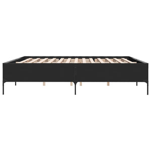 vidaXL Bed Frame Black 180x200 cm Engineered Wood and Metal