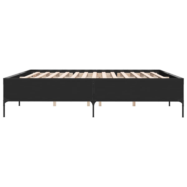 vidaXL Bed Frame Black 180x200 cm Engineered Wood and Metal
