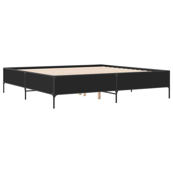 vidaXL Bed Frame Black 180x200 cm Engineered Wood and Metal