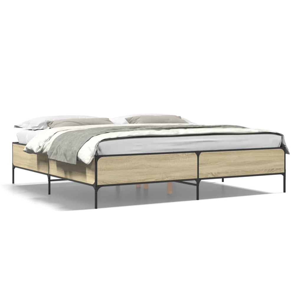 vidaXL Bed Frame Sonoma Oak 180x200 cm Engineered Wood and Metal