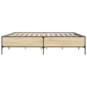 vidaXL Bed Frame Sonoma Oak 180x200 cm Engineered Wood and Metal