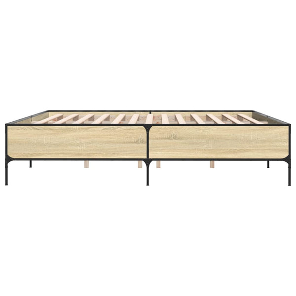 vidaXL Bed Frame Sonoma Oak 180x200 cm Engineered Wood and Metal