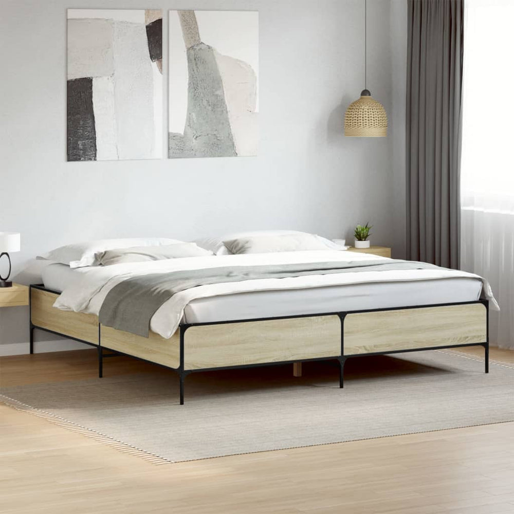 vidaXL Bed Frame Sonoma Oak 180x200 cm Engineered Wood and Metal
