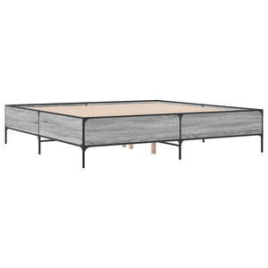 vidaXL Bed Frame Gray Sonoma 180x200 cm Engineered Wood and Metal