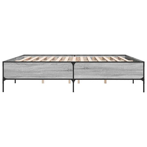 vidaXL Bed Frame Gray Sonoma 180x200 cm Engineered Wood and Metal