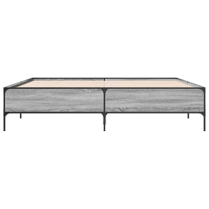 vidaXL Bed Frame Gray Sonoma 180x200 cm Engineered Wood and Metal