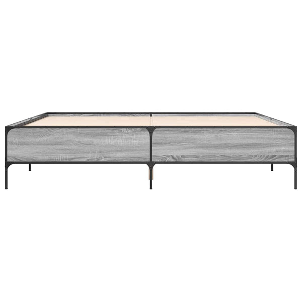 vidaXL Bed Frame Gray Sonoma 180x200 cm Engineered Wood and Metal