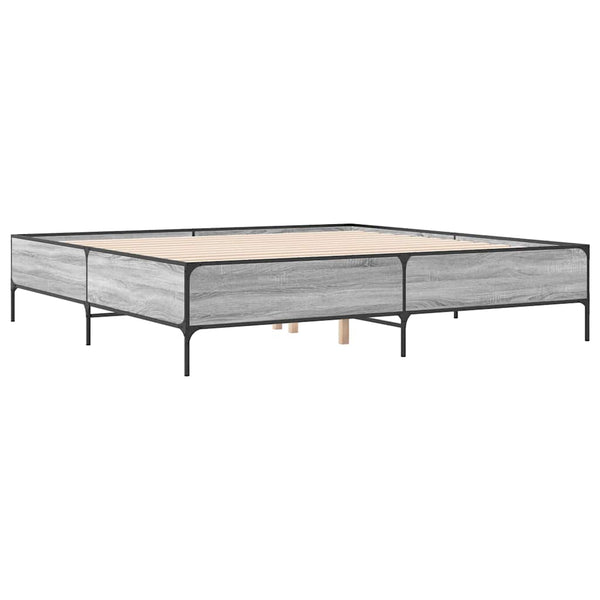 vidaXL Bed Frame Gray Sonoma 180x200 cm Engineered Wood and Metal