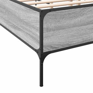 vidaXL Bed Frame Gray Sonoma 180x200 cm Engineered Wood and Metal