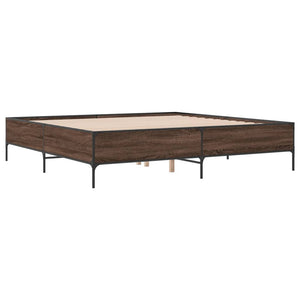 vidaXL Bed Frame Brown Oak Look 180x200 cm Engineered Wood Metal
