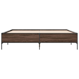 vidaXL Bed Frame Brown Oak Look 180x200 cm Engineered Wood Metal