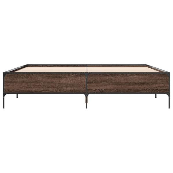 vidaXL Bed Frame Brown Oak Look 180x200 cm Engineered Wood Metal