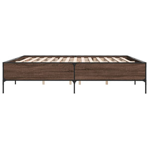 vidaXL Bed Frame Brown Oak Look 180x200 cm Engineered Wood Metal