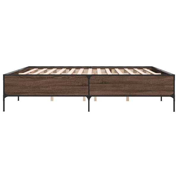 vidaXL Bed Frame Brown Oak Look 180x200 cm Engineered Wood Metal