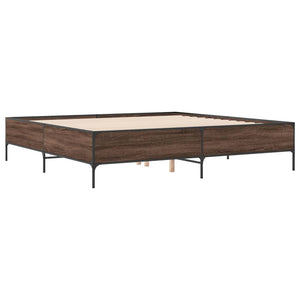 vidaXL Bed Frame Brown Oak Look 180x200 cm Engineered Wood Metal