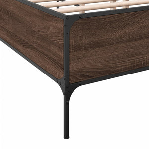 vidaXL Bed Frame Brown Oak Look 180x200 cm Engineered Wood Metal