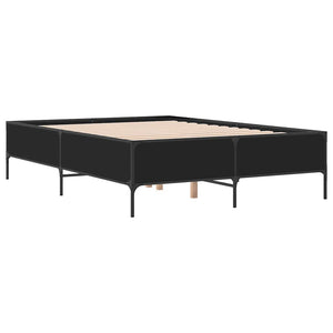 vidaXL Bed Frame Black 160x200 cm Engineered Wood and Metal