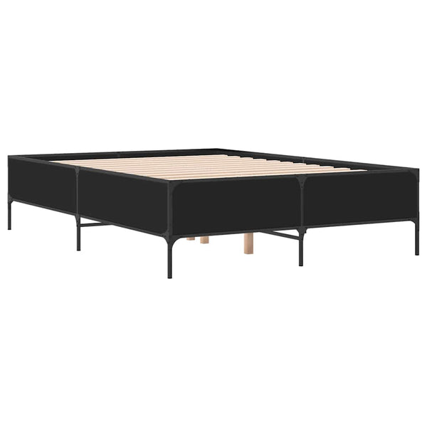 vidaXL Bed Frame Black 160x200 cm Engineered Wood and Metal