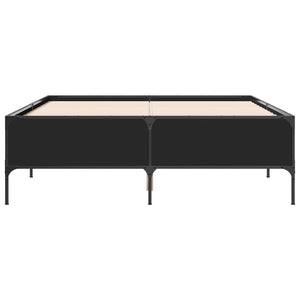 vidaXL Bed Frame Black 160x200 cm Engineered Wood and Metal