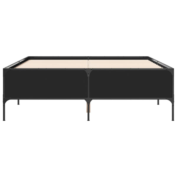 vidaXL Bed Frame Black 160x200 cm Engineered Wood and Metal