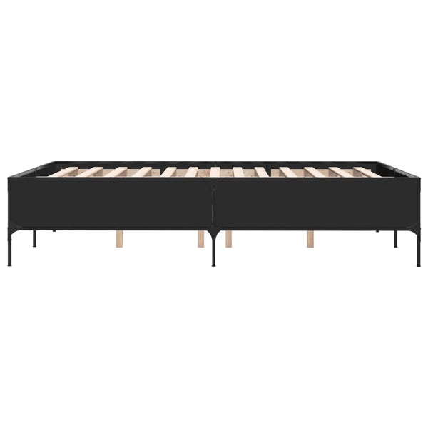 vidaXL Bed Frame Black 160x200 cm Engineered Wood and Metal