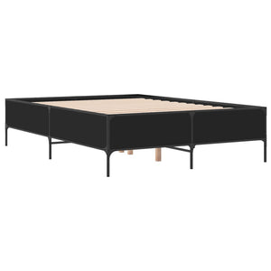 vidaXL Bed Frame Black 160x200 cm Engineered Wood and Metal