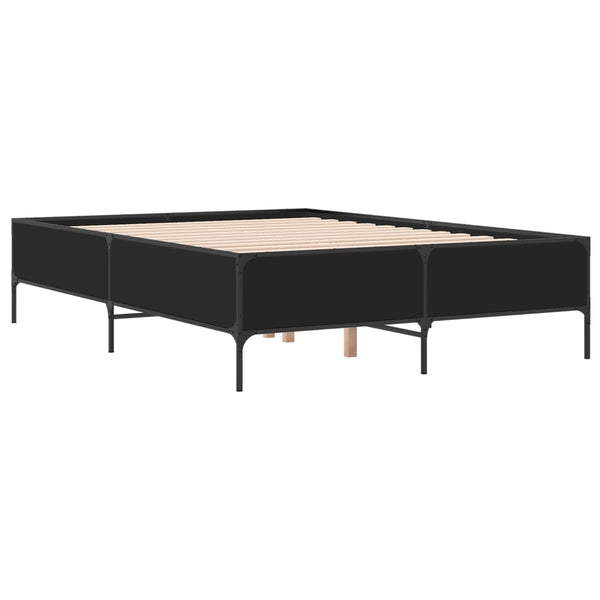 vidaXL Bed Frame Black 160x200 cm Engineered Wood and Metal